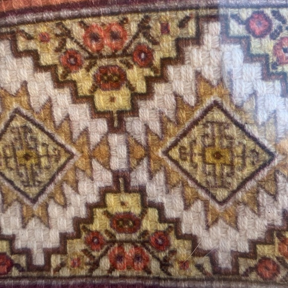 Green Tan Tapestry Pouch yarn tassel zipper pull and fringe detail Made … - Picture 5 of 5